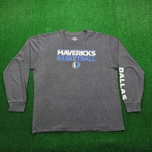 Dallas Mavericks Tshirt Mens XL Gray Long Sleeve NBA Basketball Fanatics Sports